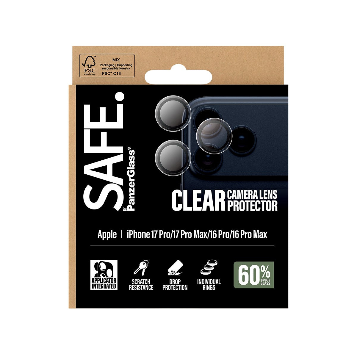 SAFE. by PanzerGlass® Kameraschutz Transparent iPhone 17 Pro | iPhone 17 Pro Max | iPhone 16 Pro | 16 Pro Max